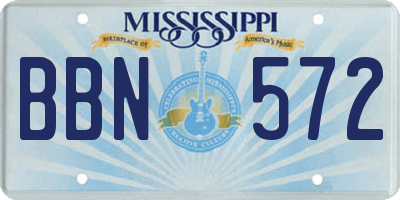 MS license plate BBN572