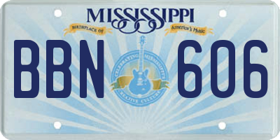 MS license plate BBN606