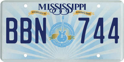 MS license plate BBN744