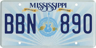 MS license plate BBN890