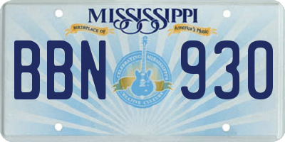 MS license plate BBN930