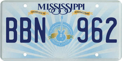 MS license plate BBN962