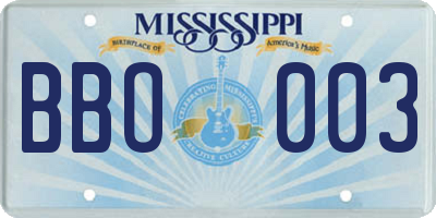 MS license plate BBO003