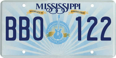 MS license plate BBO122