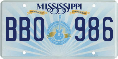 MS license plate BBO986
