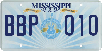 MS license plate BBP010