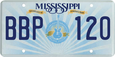 MS license plate BBP120