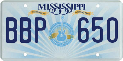 MS license plate BBP650