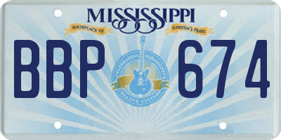 MS license plate BBP674