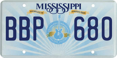 MS license plate BBP680
