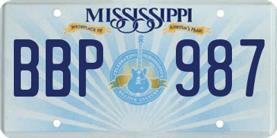 MS license plate BBP987