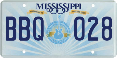 MS license plate BBQ028