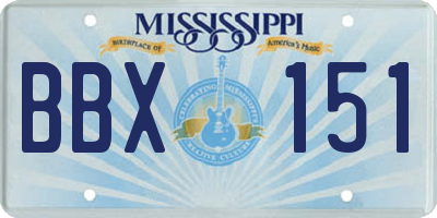 MS license plate BBX151