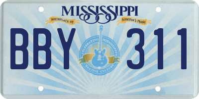 MS license plate BBY311