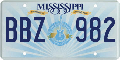 MS license plate BBZ982