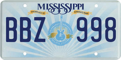 MS license plate BBZ998