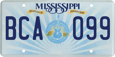 MS license plate BCA099