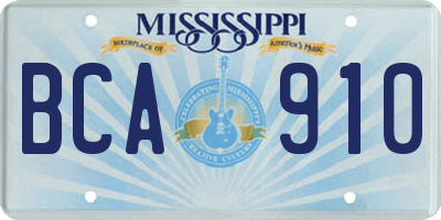 MS license plate BCA910
