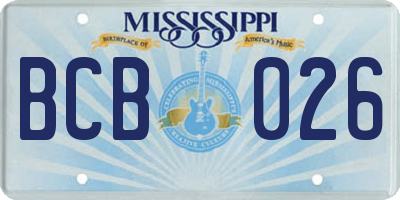 MS license plate BCB026
