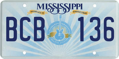 MS license plate BCB136