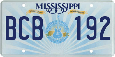 MS license plate BCB192