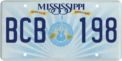 MS license plate BCB198
