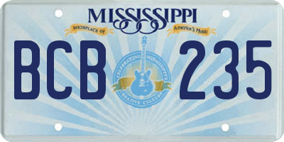 MS license plate BCB235