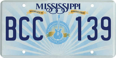 MS license plate BCC139