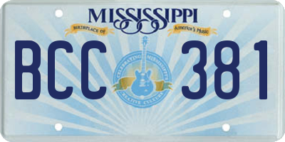 MS license plate BCC381