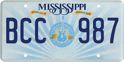 MS license plate BCC987