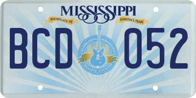 MS license plate BCD052