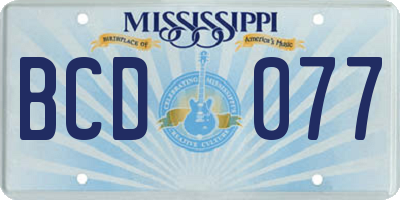 MS license plate BCD077
