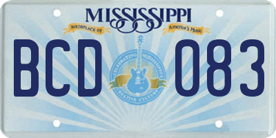 MS license plate BCD083