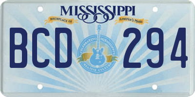 MS license plate BCD294