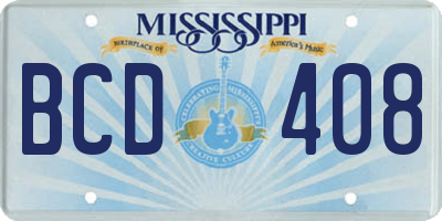 MS license plate BCD408