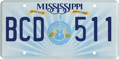 MS license plate BCD511