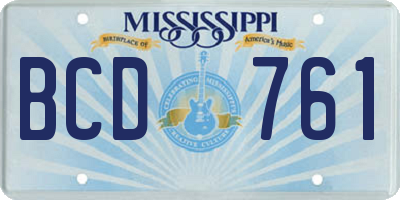 MS license plate BCD761