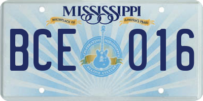 MS license plate BCE016