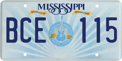 MS license plate BCE115
