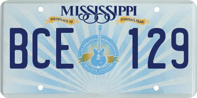 MS license plate BCE129