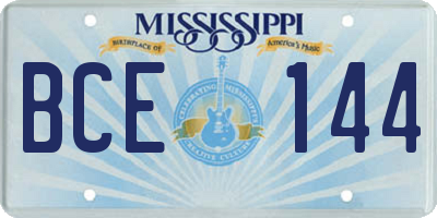 MS license plate BCE144