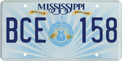 MS license plate BCE158