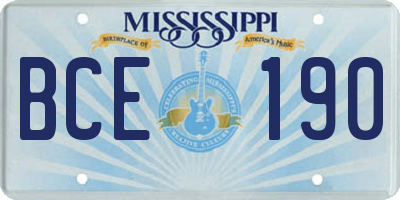 MS license plate BCE190