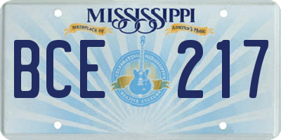 MS license plate BCE217