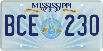 MS license plate BCE230