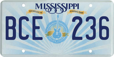 MS license plate BCE236
