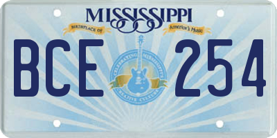 MS license plate BCE254
