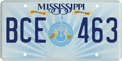 MS license plate BCE463
