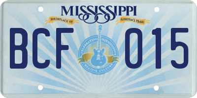 MS license plate BCF015