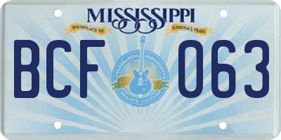 MS license plate BCF063